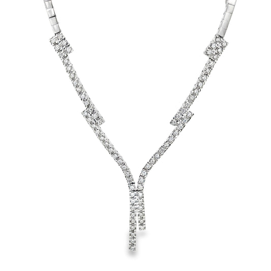 Diamond Fringe Drop Necklace 18K White Gold