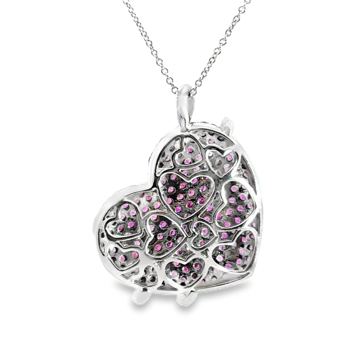 Effy 14K White Gold Pink Sapphire & Diamond Heart Pendant