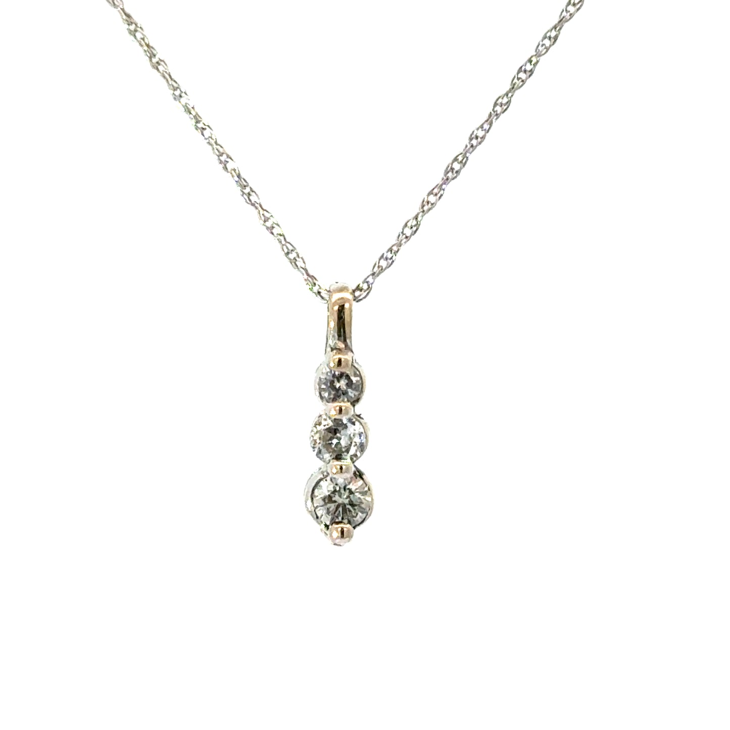 Elegant White Gold Three-Diamond Pendant