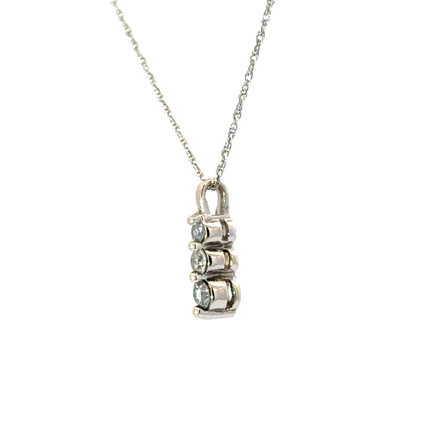 Elegant White Gold Three-Diamond Pendant