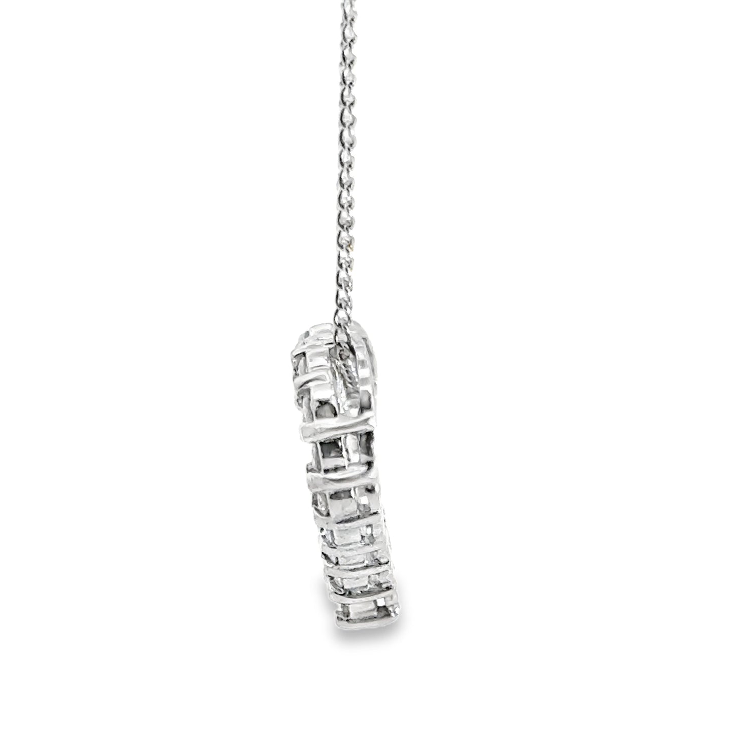 Romantic 14K White Gold Heart & Diamond Pendant