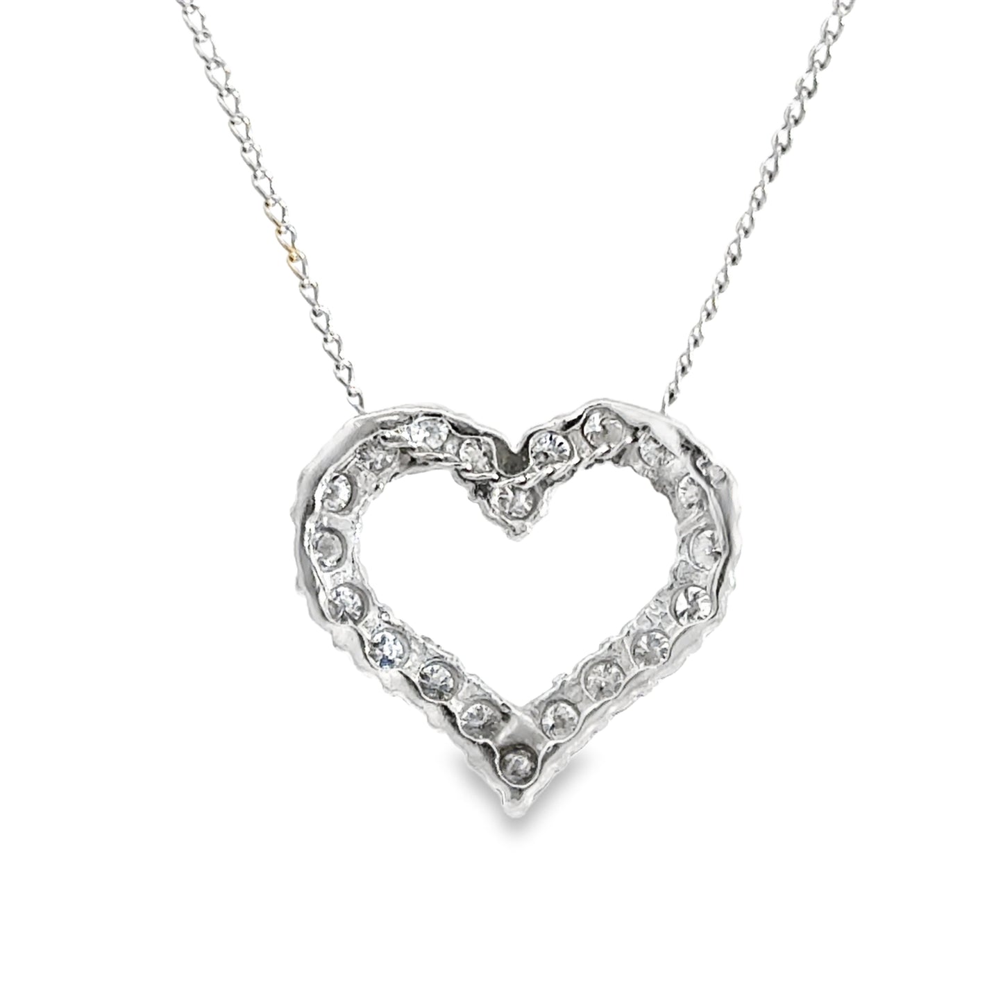 Romantic 14K White Gold Heart & Diamond Pendant