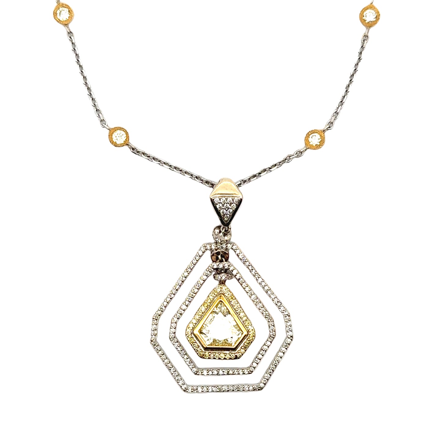 Exquisite 18K White & Yellow Gold Diamond Necklace