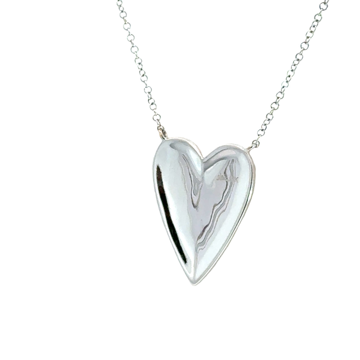 14K White Gold Diamond Framed Heart Pendant Necklace