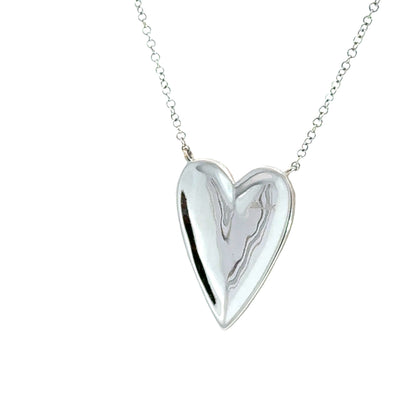 14K White Gold Diamond Framed Heart Pendant Necklace