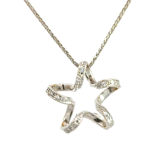 18K White Gold Diamond Star Pendant