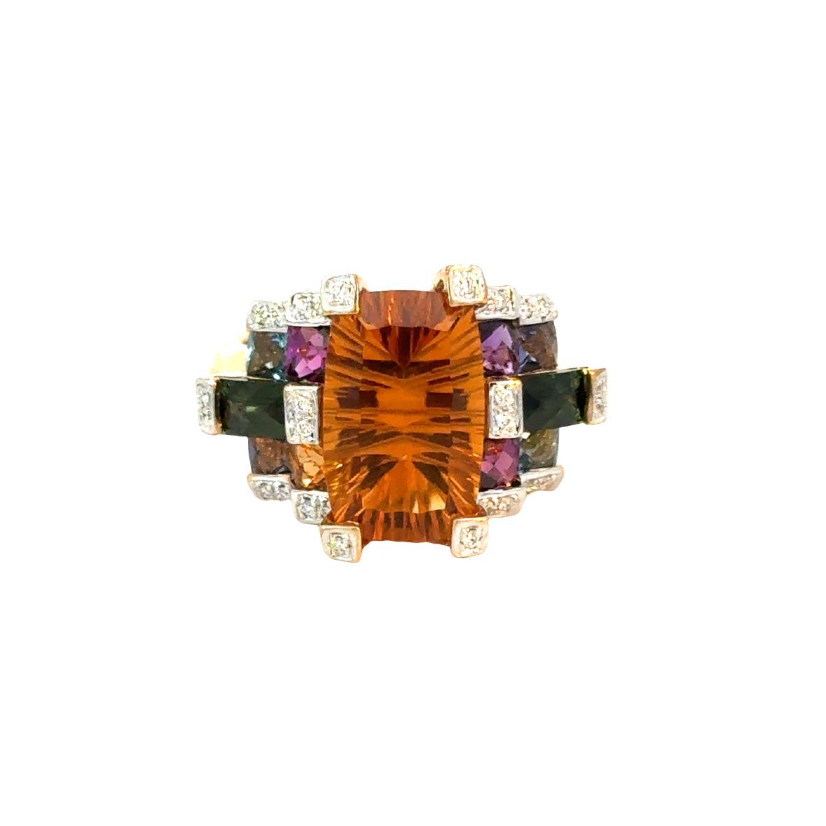 Bellari 18K Yellow Gold Citrine, Peridot & Multi-Stone Diamond Ring