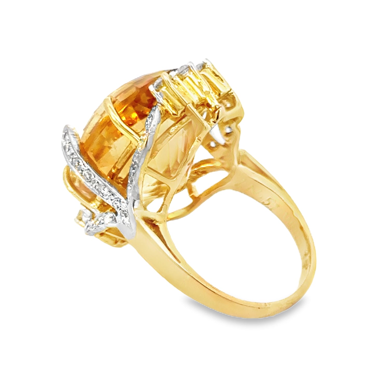 Stunning 18K Two-Tone Large Yellow Topaz Cocktail Ring