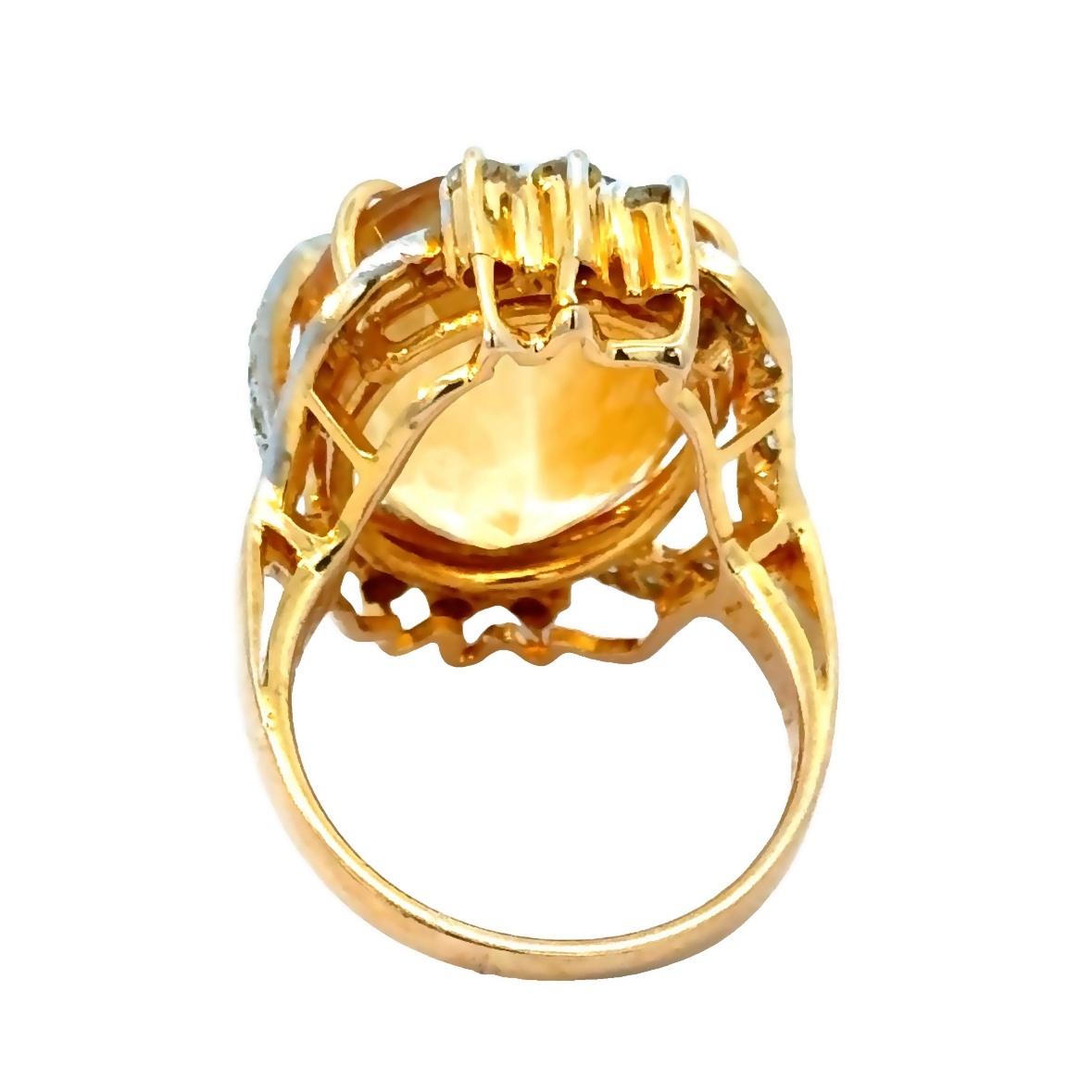 Stunning 18K Two-Tone Large Yellow Topaz Cocktail Ring