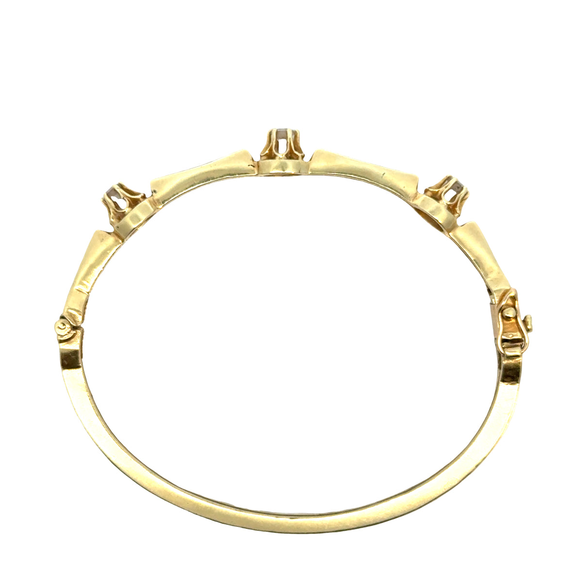 14K Yellow Gold Diamond & Dark Blue Enamel Bangle