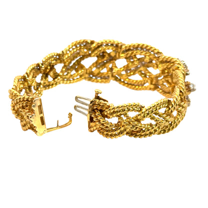 Luxury Couture-Inspired 18K Yellow Gold Diamond Rope Link Bracelet – 6.58 Carats