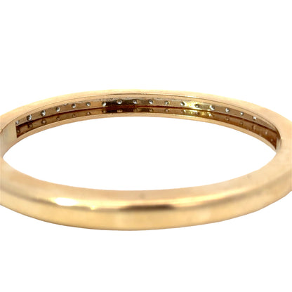14K Yellow Gold Bangle with Pavé Diamonds