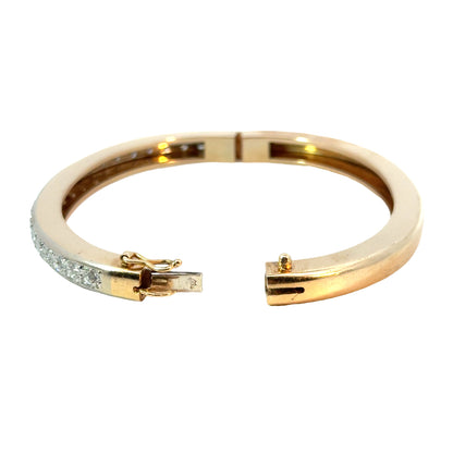 14K Yellow Gold Bangle with Pavé Diamonds