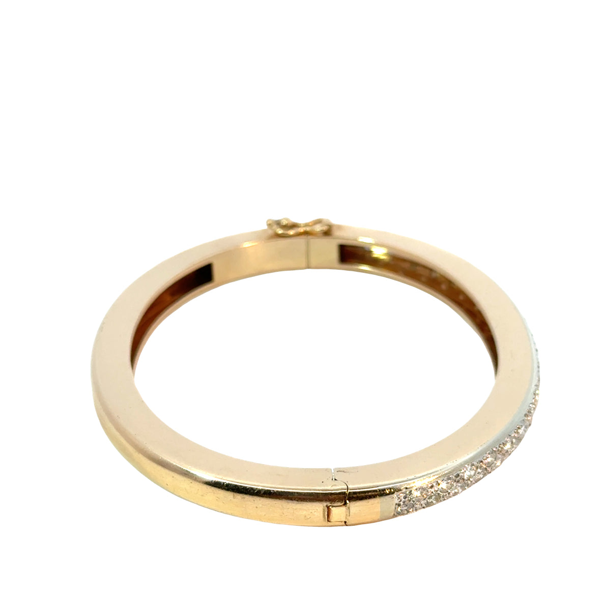 14K Yellow Gold Bangle with Pavé Diamonds