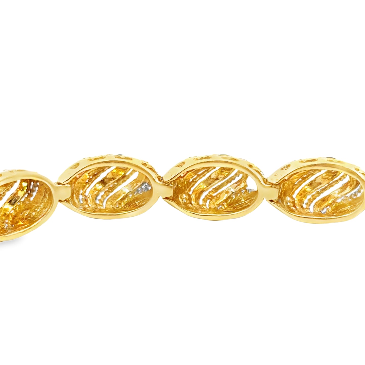 Vintage 18K Yellow Gold Green & Blue Enamel Bracelet – 1950s