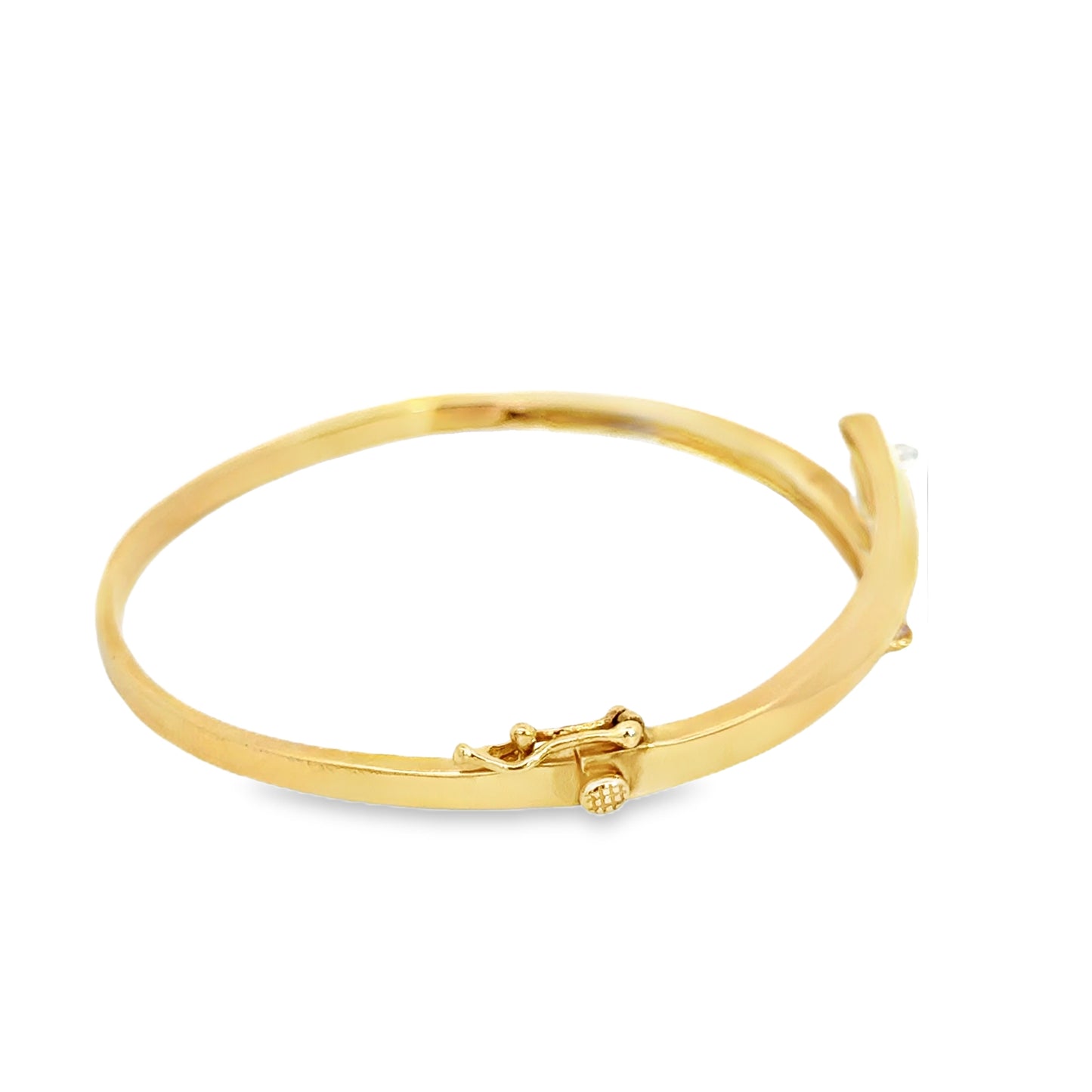 Classic 14K Yellow Gold Diamond Bangle with Triple Flower Design