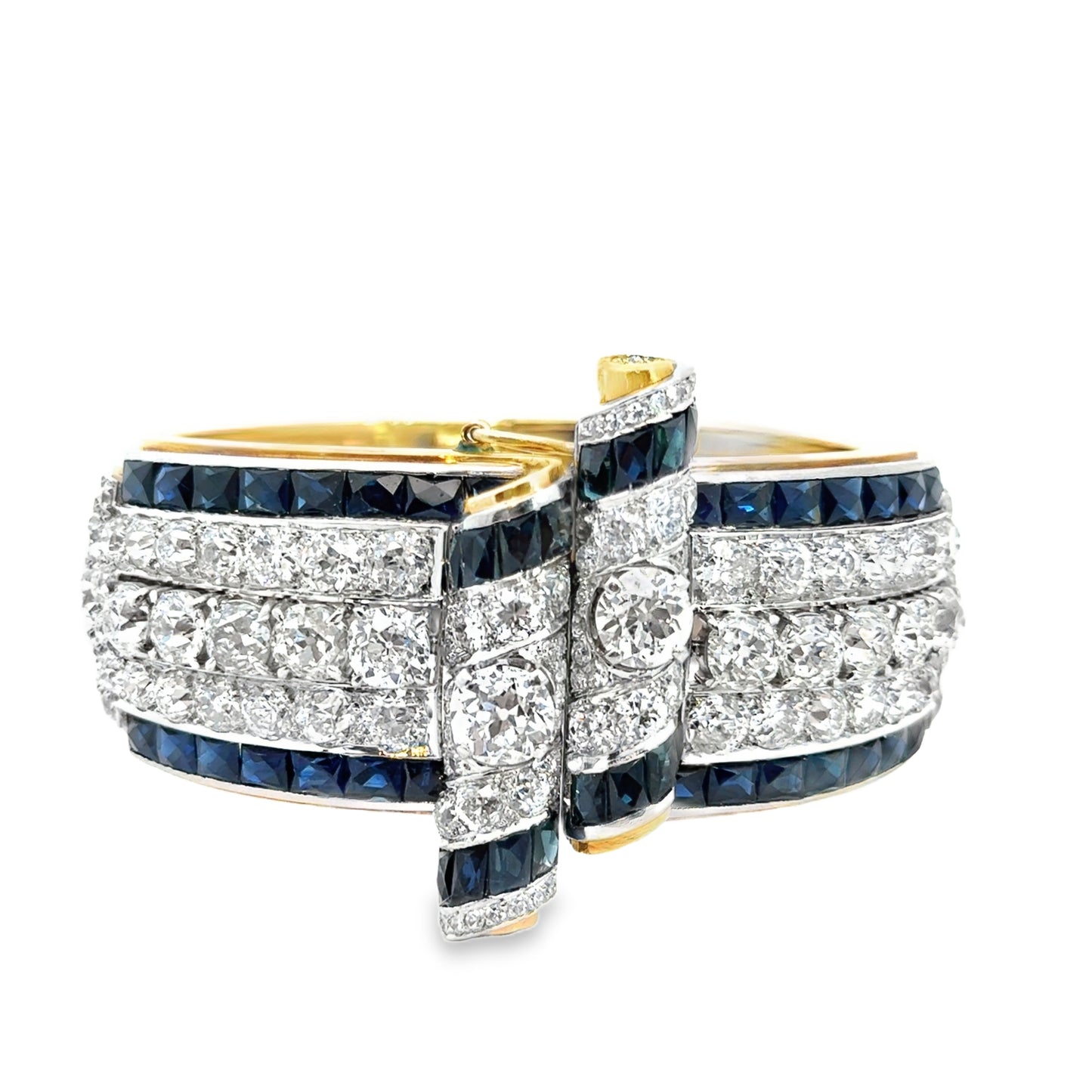 Platinum & 18K Rose Gold Art Deco Sapphire and Diamond Bracelet