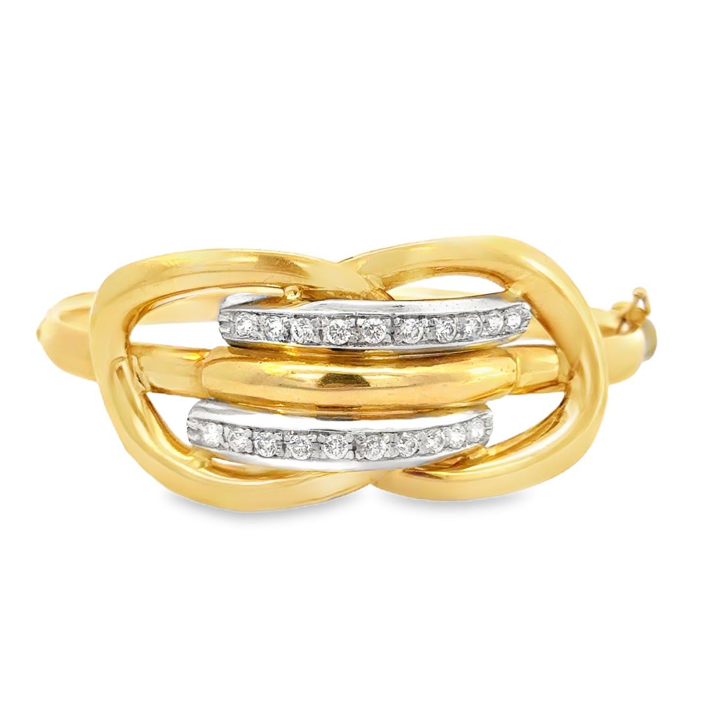 Classic 18K Yellow Gold Diamond Knot Bracelet, Circa Late 20th Century