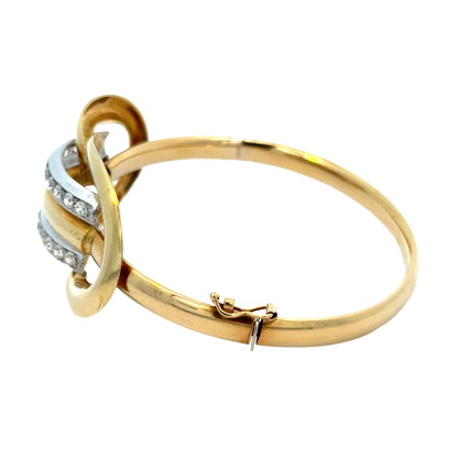 Classic 18K Yellow Gold Diamond Knot Bracelet, Circa Late 20th Century