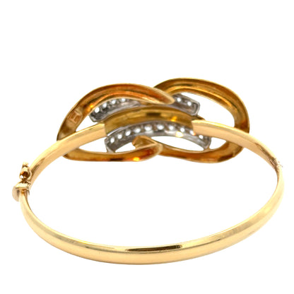 Classic 18K Yellow Gold Diamond Knot Bracelet, Circa Late 20th Century