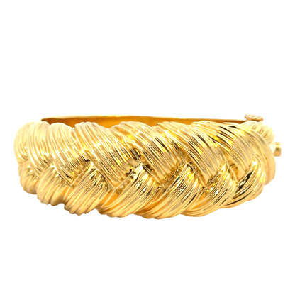 Bold 18K Yellow Gold Woven Bangle Bracelet, Made in Italy