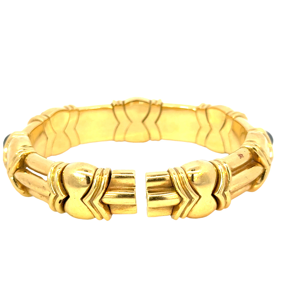 Vintage 18K Yellow Gold Gemstone & Diamond Bracelet – Mid-Century Statement