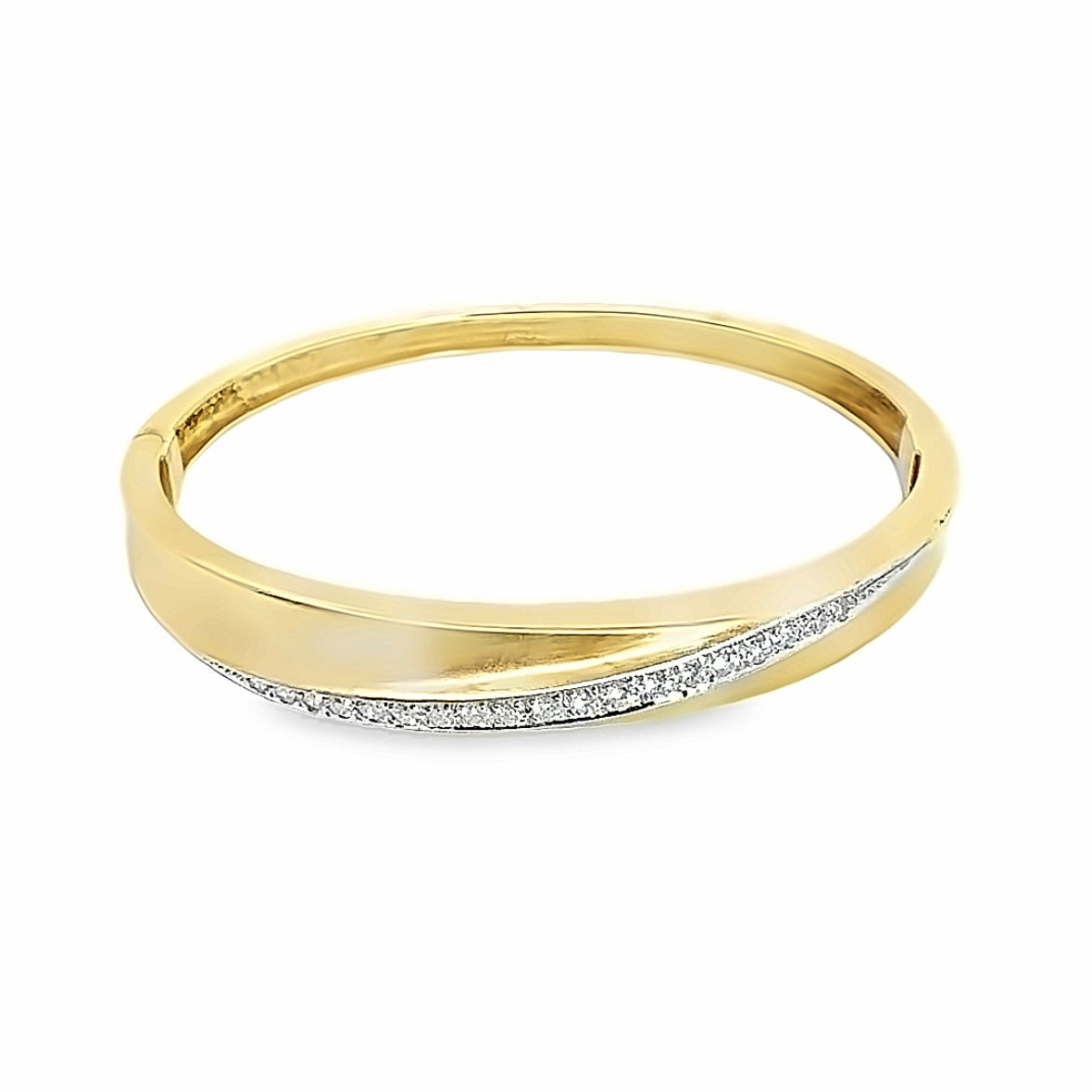 Elegant 14K Yellow Gold & Diamond Bangle