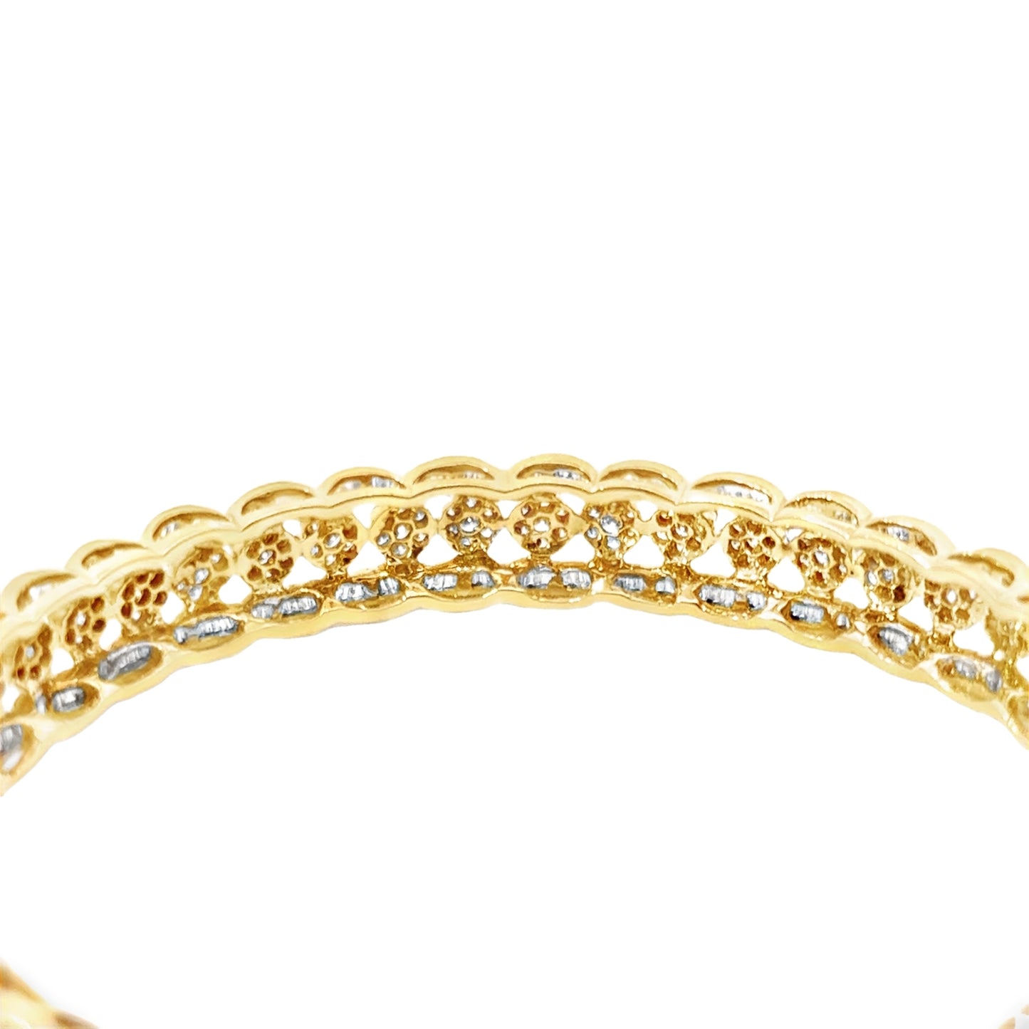 Exquisite 14K Two-Tone & Diamond Bangle