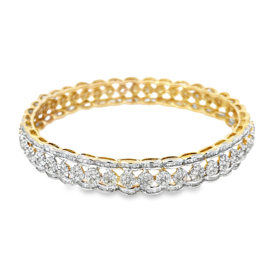 Exquisite 14K Two-Tone & Diamond Bangle