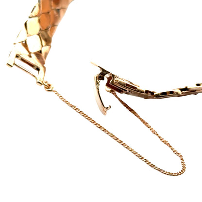 14K Rose Gold Retro Bulova Ruby & Diamond Covered Watch Bracelet – 1940s Glamour