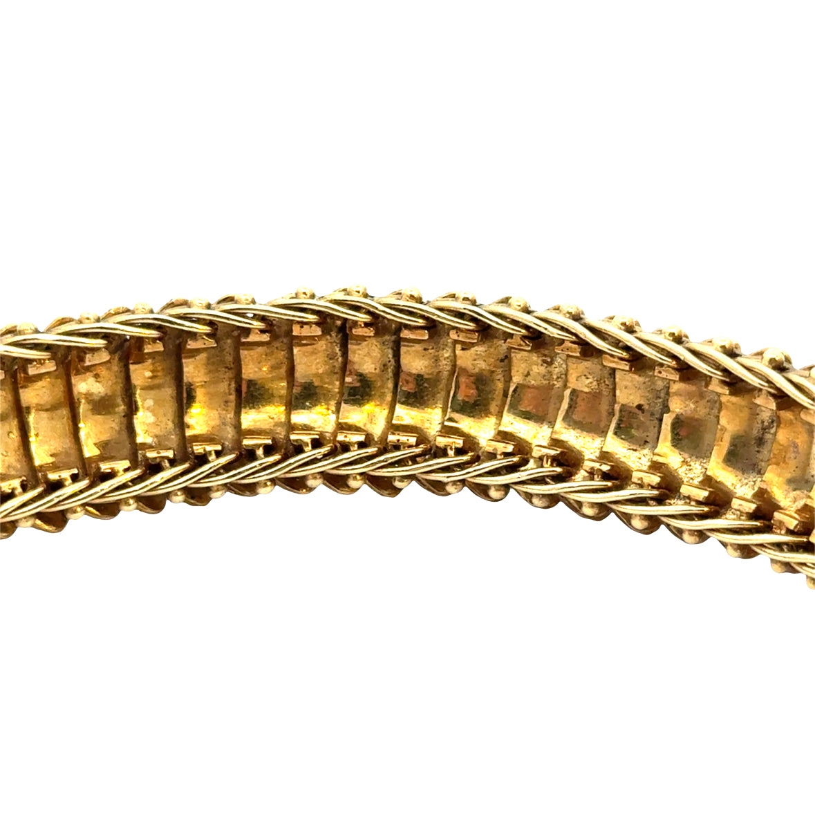 Mid-Century 18K Gold Peacock-Style Blue & Green Enamel Bracelet