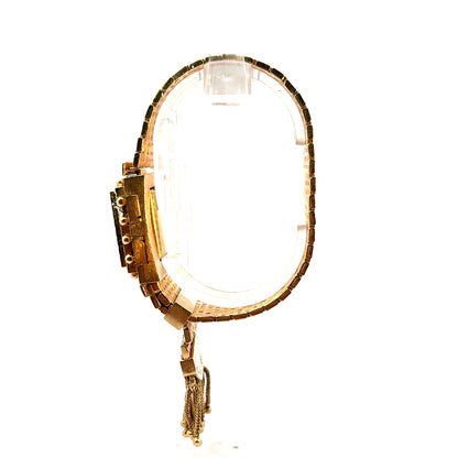 Antique Late Edwardian 14K Yellow Gold Black Enamel Tassel Wristwatch/Bracelet by Perle