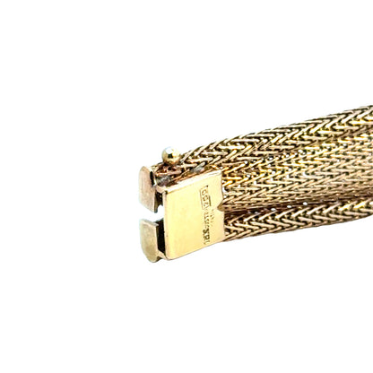 1950s 18K Rose Gold Diamond Mesh Knot Bracelet