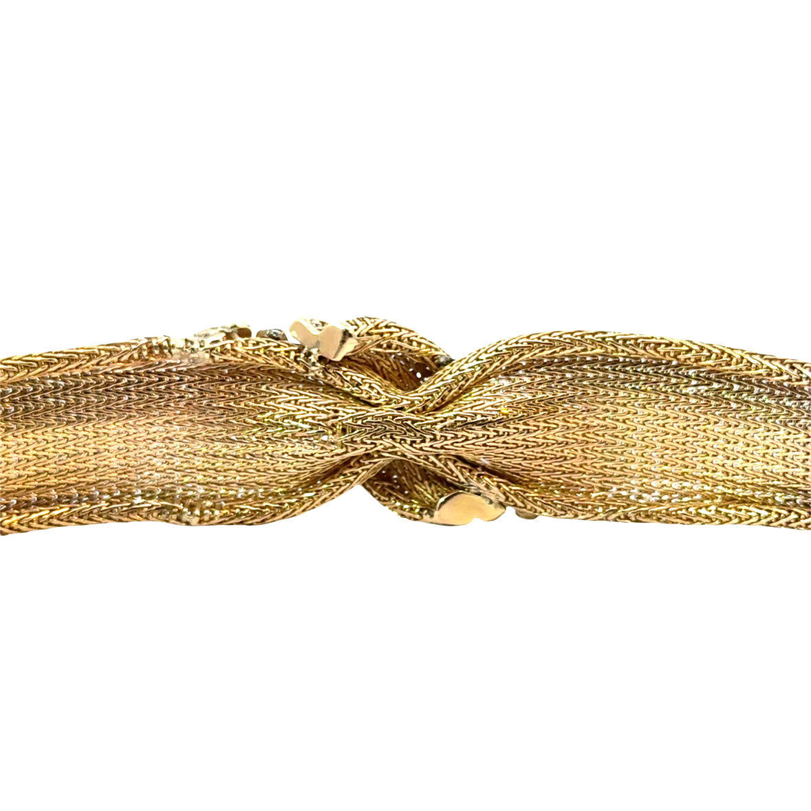 1950s 18K Rose Gold Diamond Mesh Knot Bracelet
