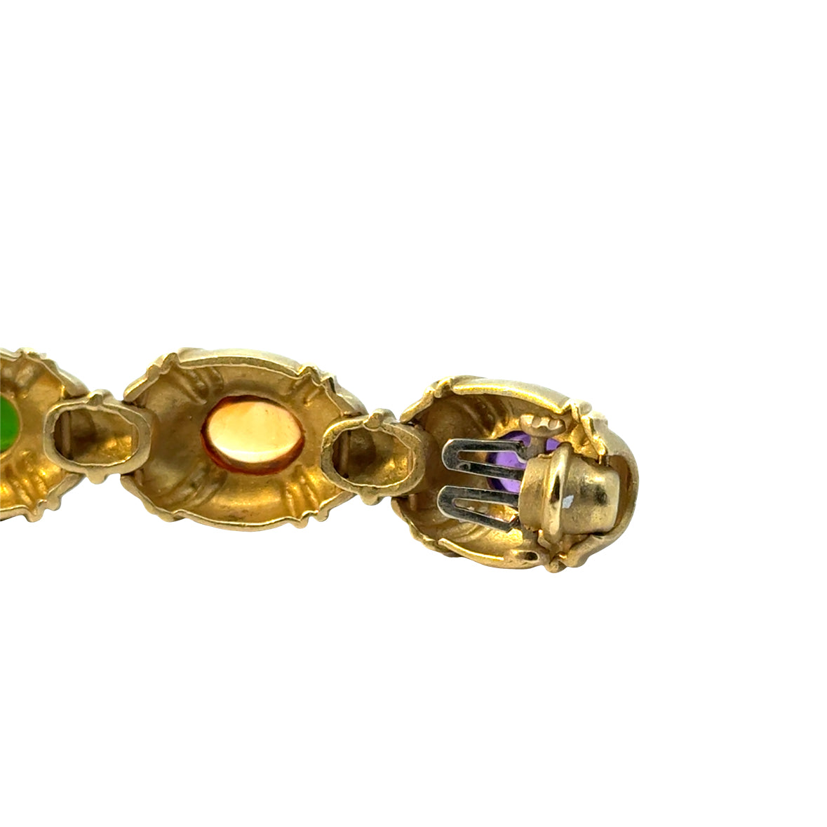 Multi-Color 18K Yellow Gold Bracelet with Eight Cabochon Gems