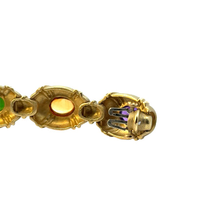 Multi-Color 18K Yellow Gold Bracelet with Eight Cabochon Gems