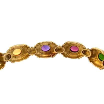 Multi-Color 18K Yellow Gold Bracelet with Eight Cabochon Gems