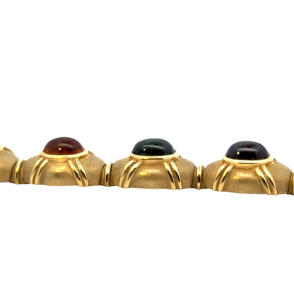 Multi-Color 18K Yellow Gold Bracelet with Eight Cabochon Gems