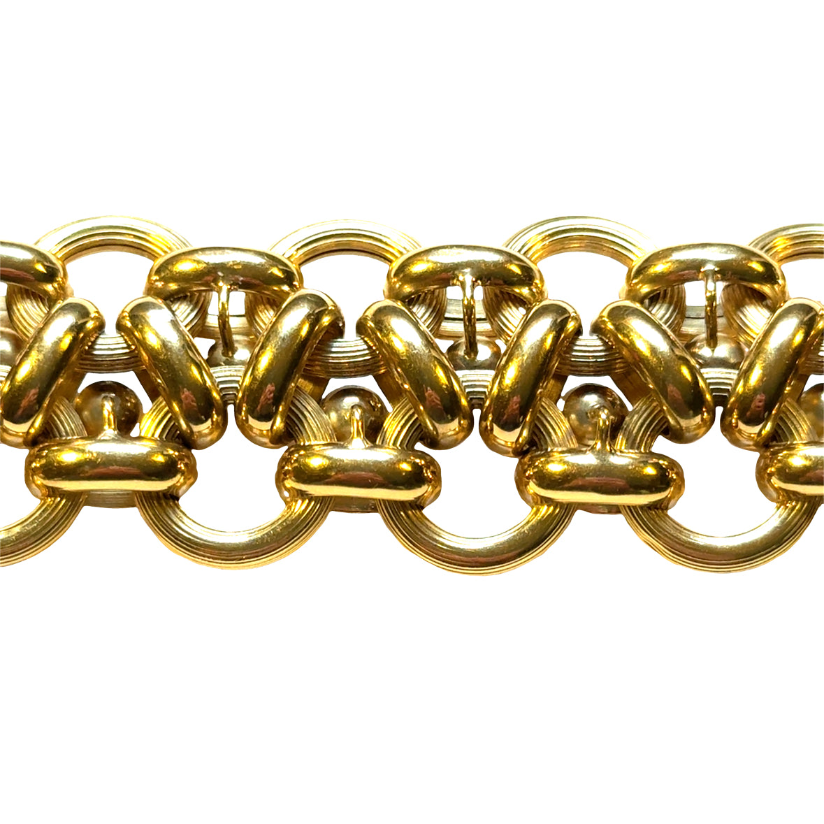 Sculptural 18K Gold & Pearl Bracelet – Mid-Century Design