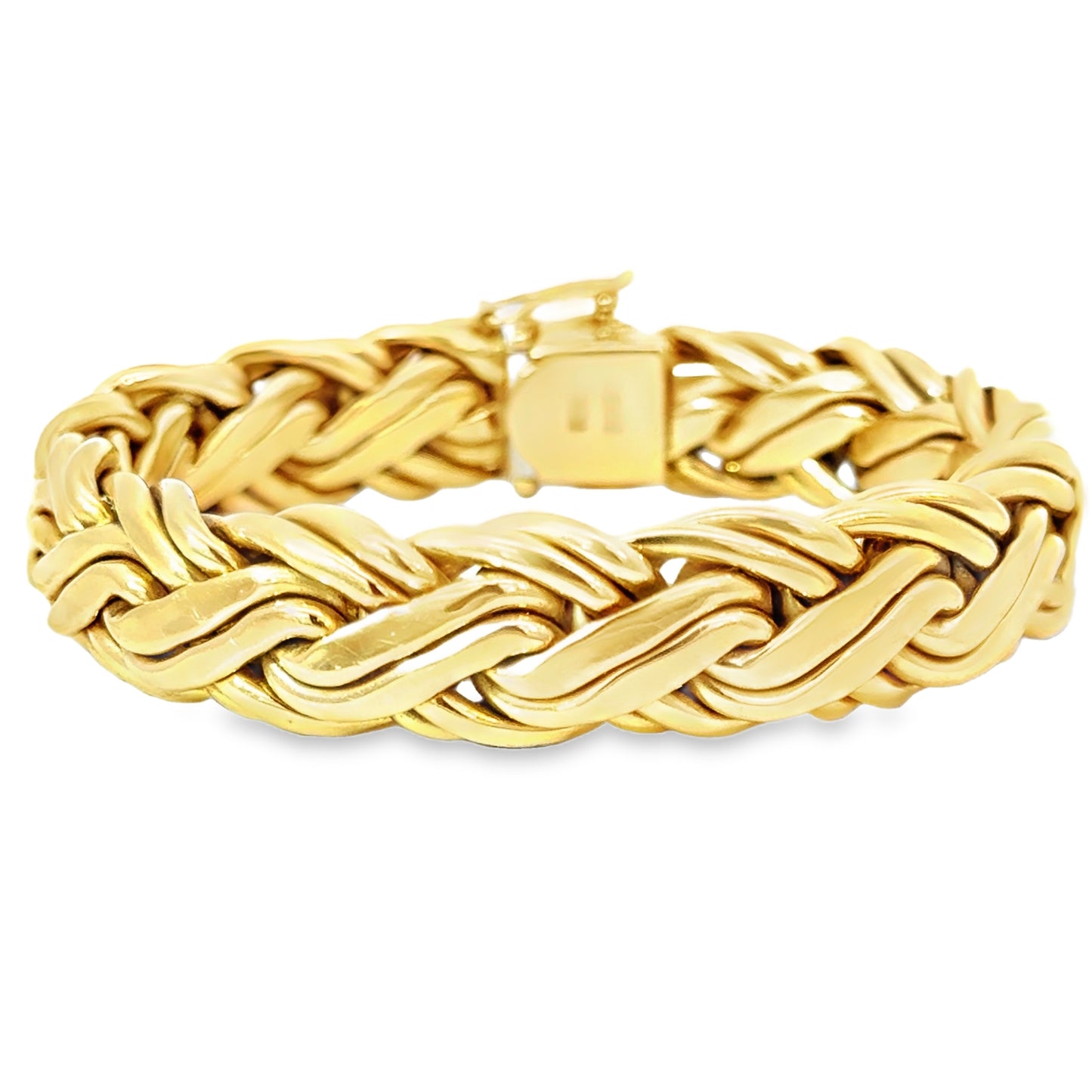 18K Yellow Gold Woven Link Bracelet – 1970s Vintage