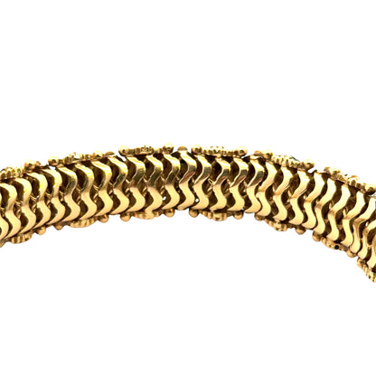 Mid-Century 18K Gold Blue & Yellow Enamel Bracelet with Diamond Clusters