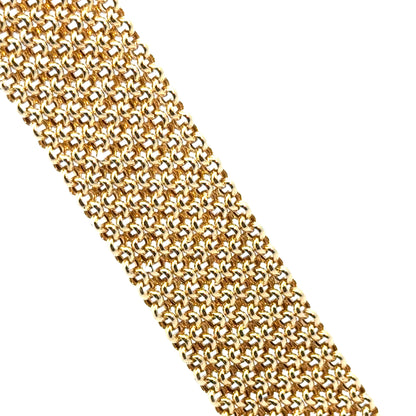 14K Yellow Gold Italian Mesh Bracelet with Carved Rose Clasp