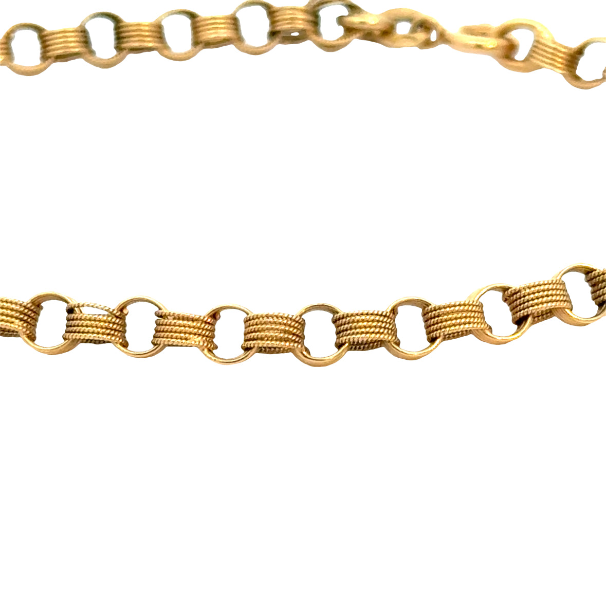 18K Yellow Gold Textured and Smooth Link Bracelet