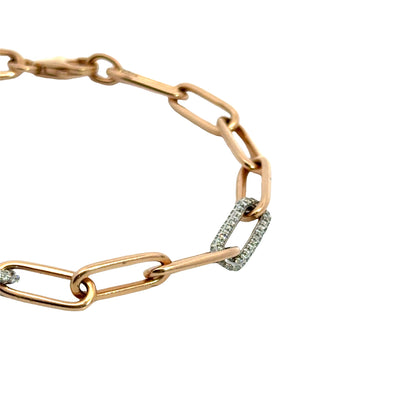 14K Rose Gold Diamond Paperclip Link Bracelet