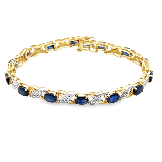 14K Two-Tone Sapphire & Diamond Bracelet