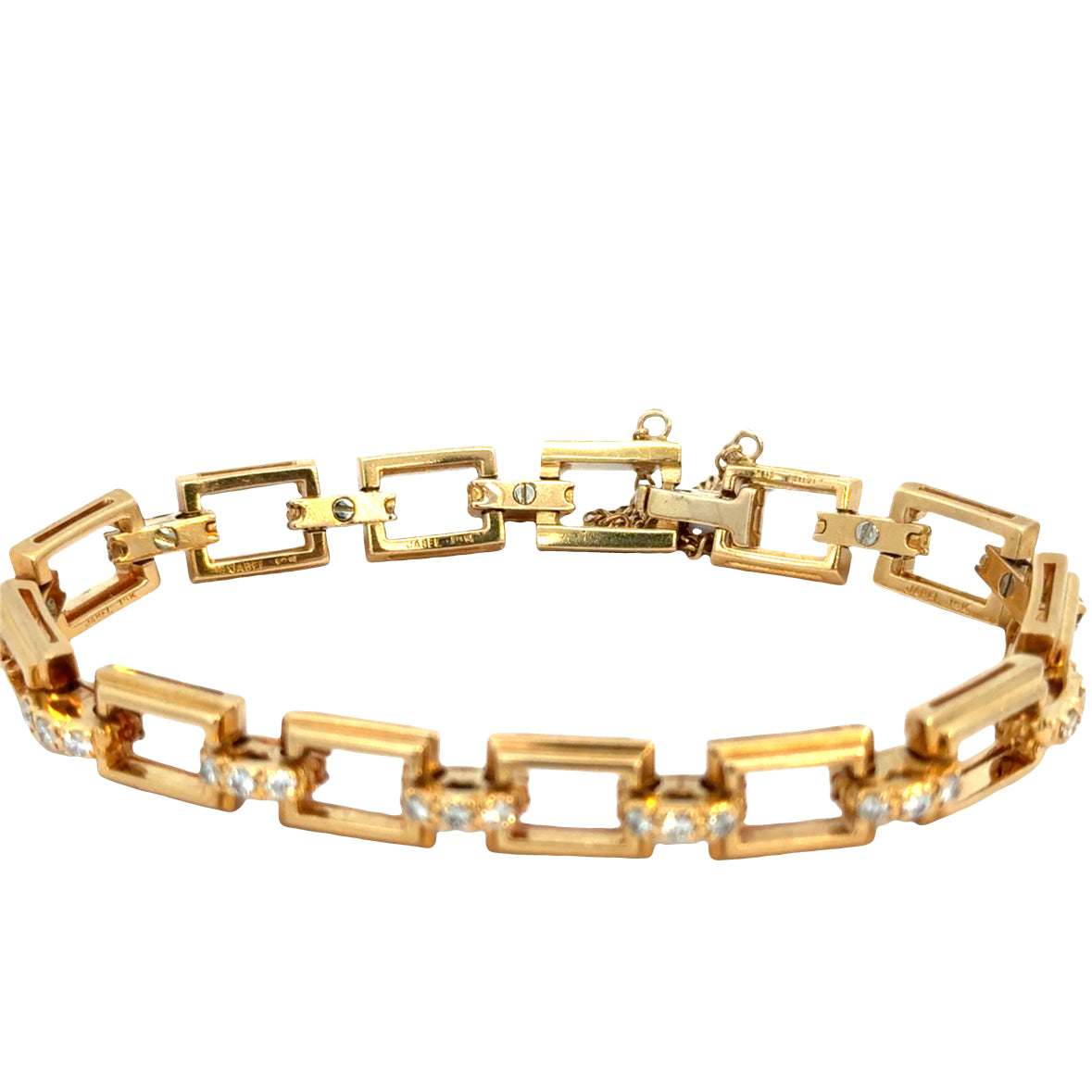 Elegant 18K Gold VVS Diamond Geometric Link Bracelet