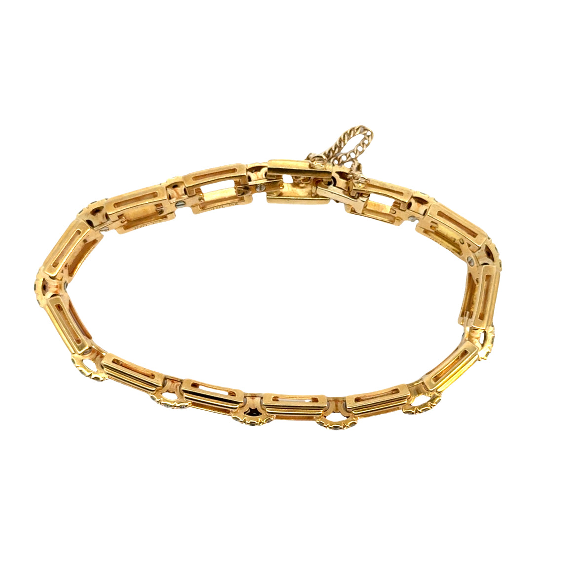 Elegant 18K Gold VVS Diamond Geometric Link Bracelet