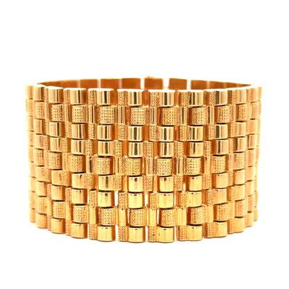 Vintage Italian 18K Yellow Gold Wide Multi-Row Link Bracelet - 1990’s