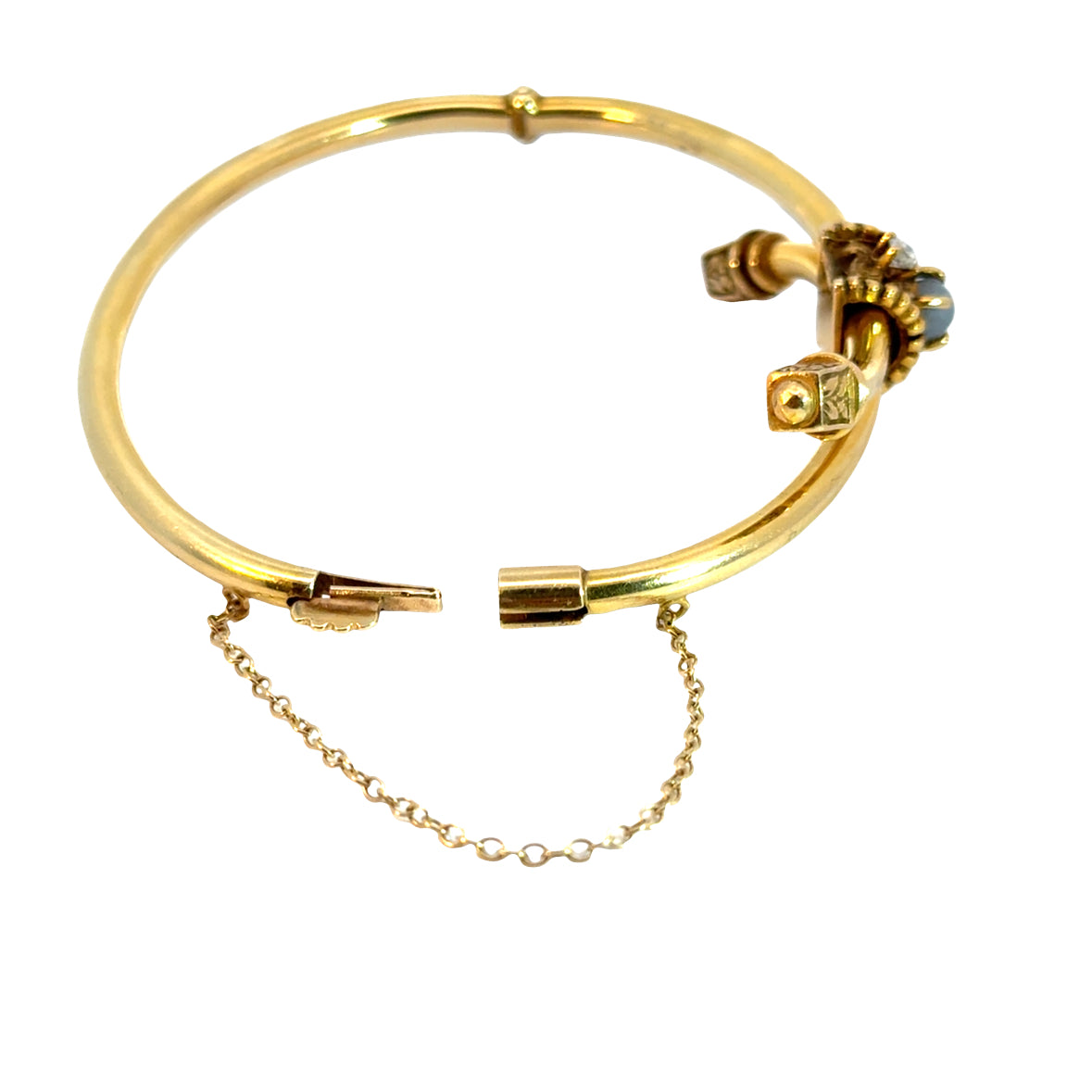 Vintage     14K Gold Star Sapphire Diamond Crossover Bangle