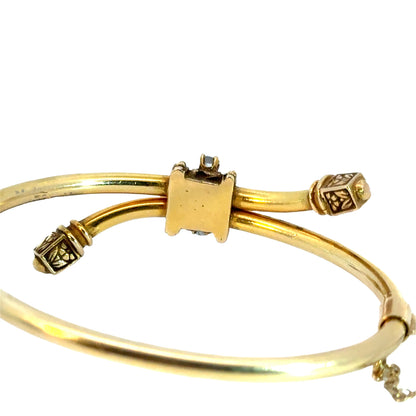 Vintage     14K Gold Star Sapphire Diamond Crossover Bangle